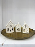 White Lighted Ceramic House Set - The Cozy Nest