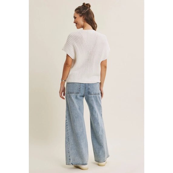 White Ruched Sweater - The Cozy Nest