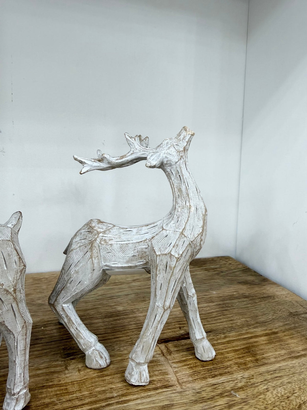 Whitewash Wooden Deer Set - The Cozy Nest