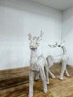 Whitewash Wooden Deer Set - The Cozy Nest