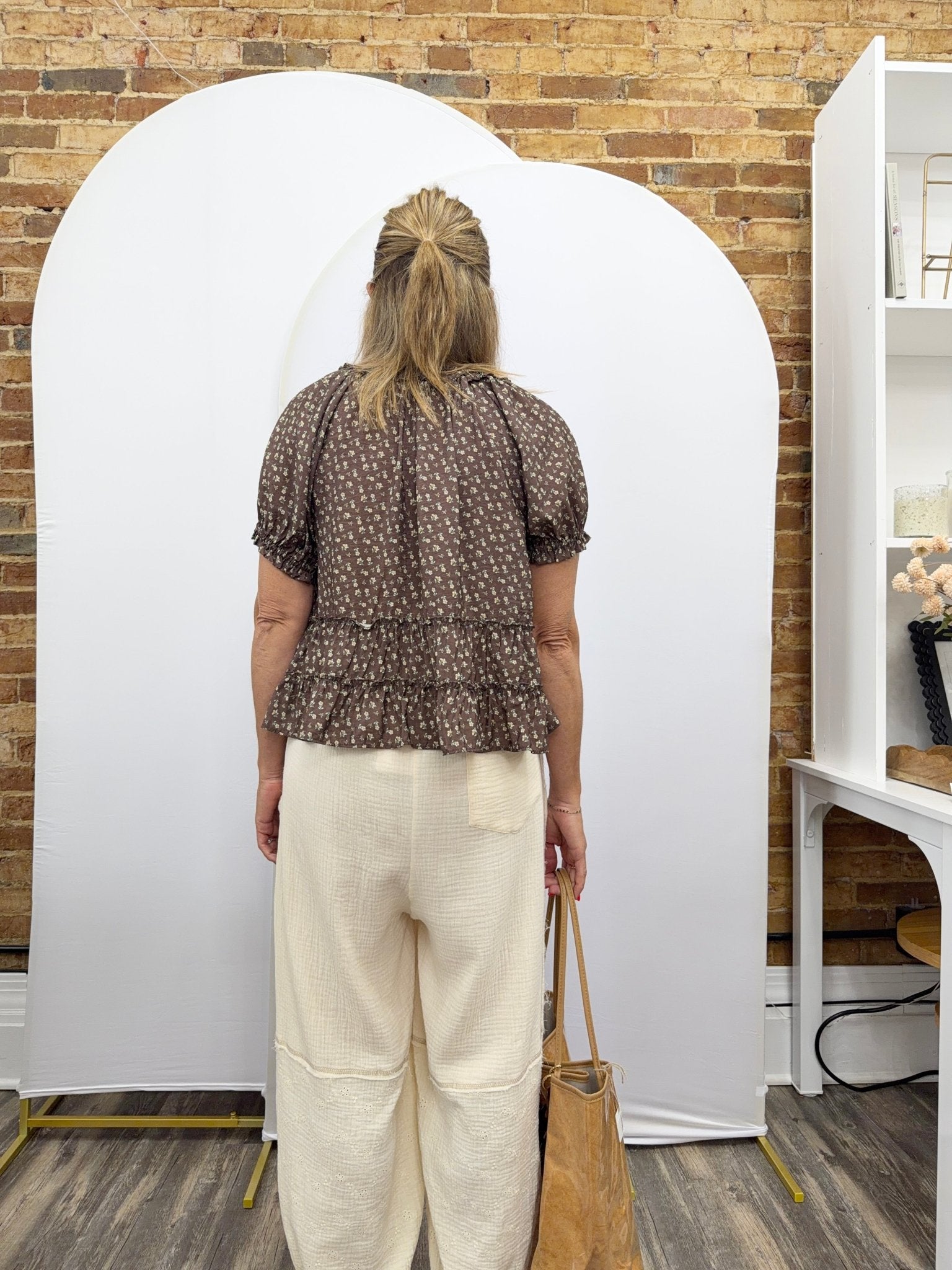 Wide Leg Gauze Pants W/Floral Embroidery - The Cozy Nest