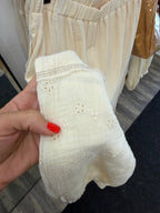 Wide Leg Gauze Pants W/Floral Embroidery - The Cozy Nest