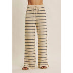 Wide Leg Sweater Pants In Taupe & Navy - The Cozy Nest