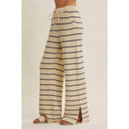 Wide Leg Sweater Pants In Taupe & Navy - The Cozy Nest
