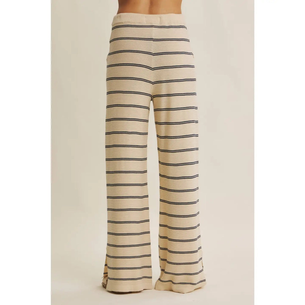 Wide Leg Sweater Pants In Taupe & Navy - The Cozy Nest