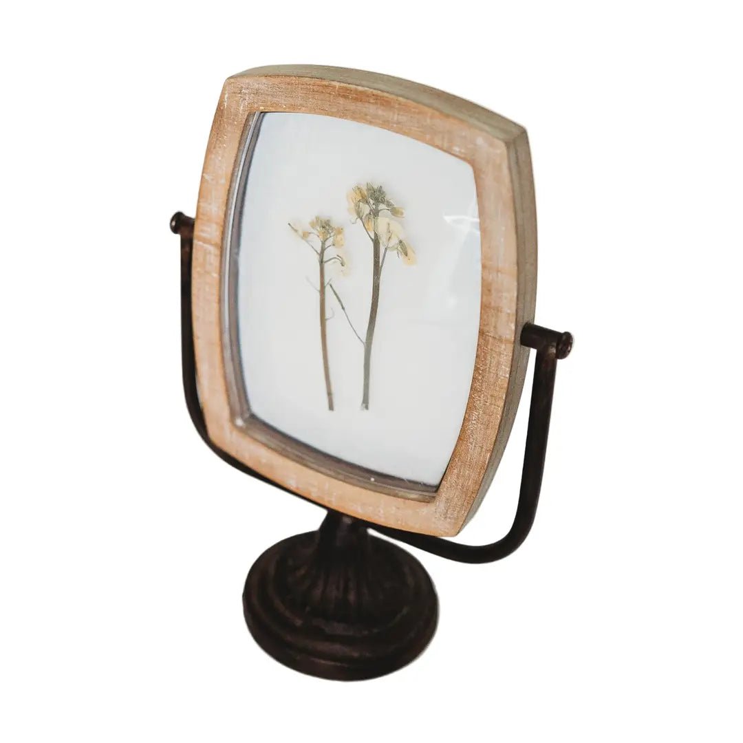 Wood Pedestal Framed Art - Yellow Floral - The Cozy Nest