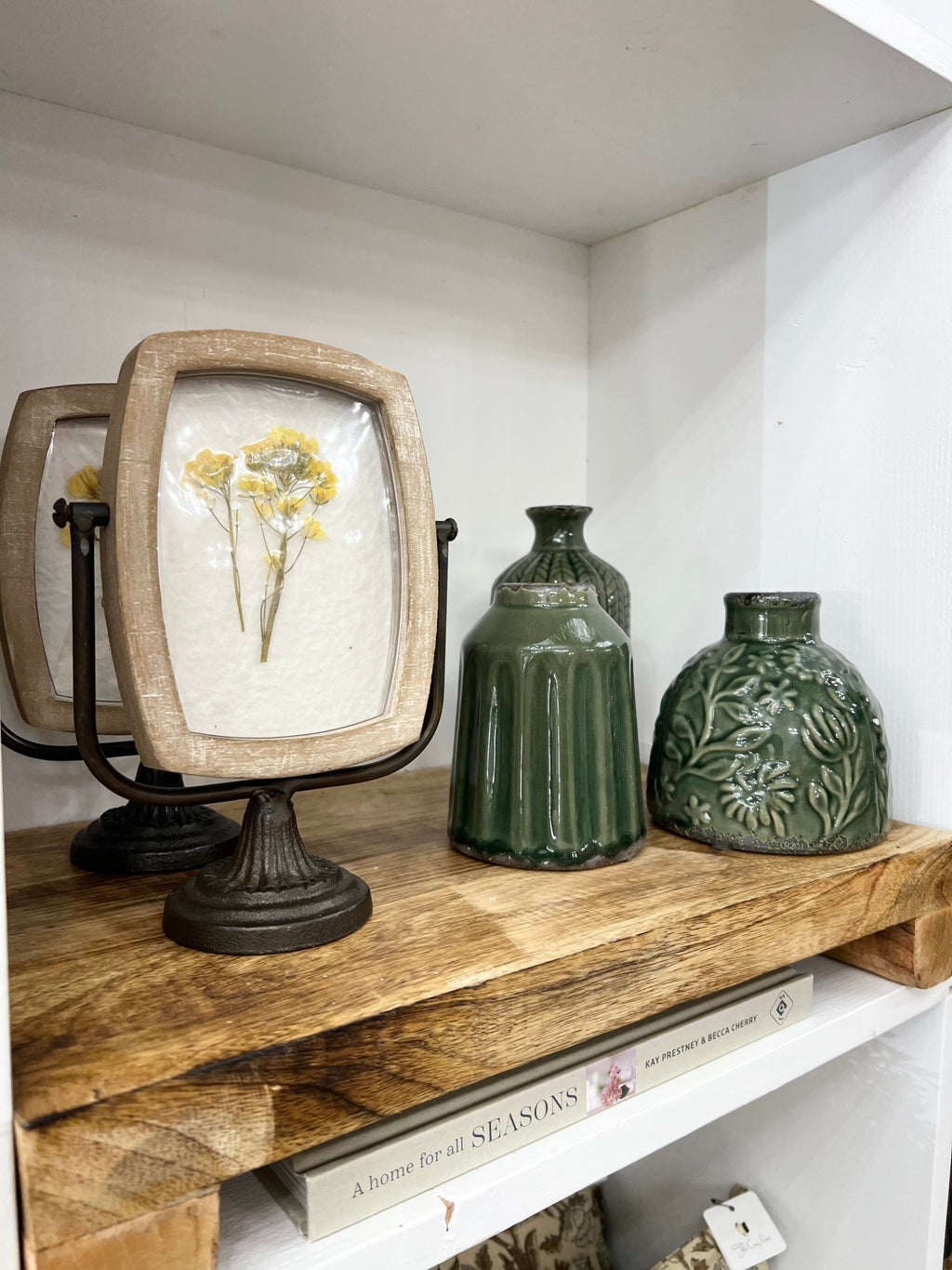 Wood Pedestal Framed Art - Yellow Floral - The Cozy Nest