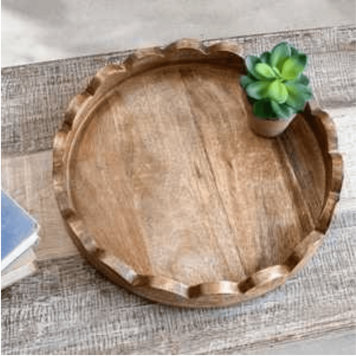 Wood Scalloped Tray - The Cozy Nest