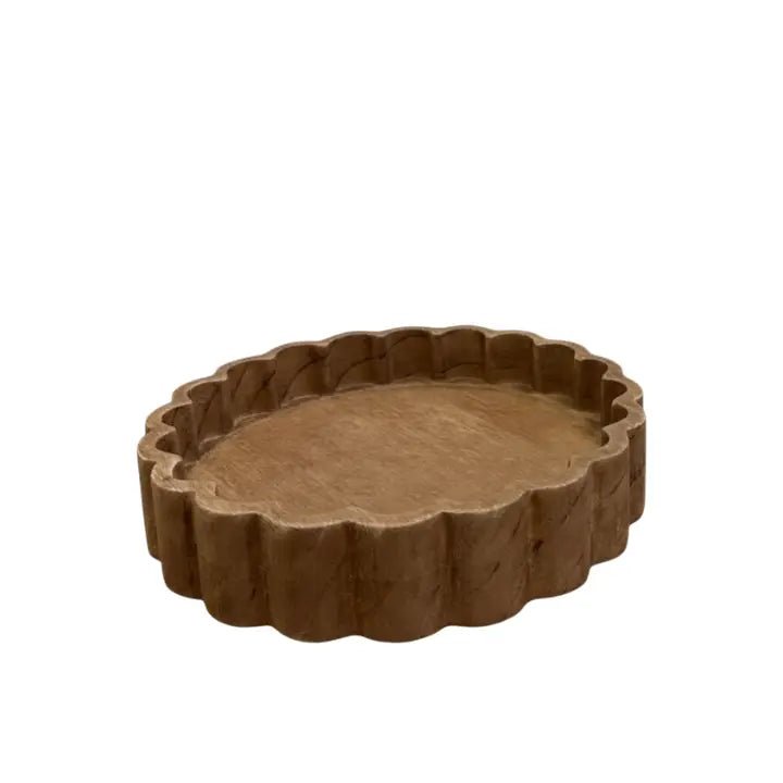 Wood Scalloped Tray - Med - The Cozy Nest