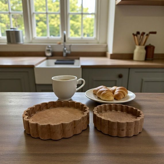 Wood Scalloped Tray - Med - The Cozy Nest